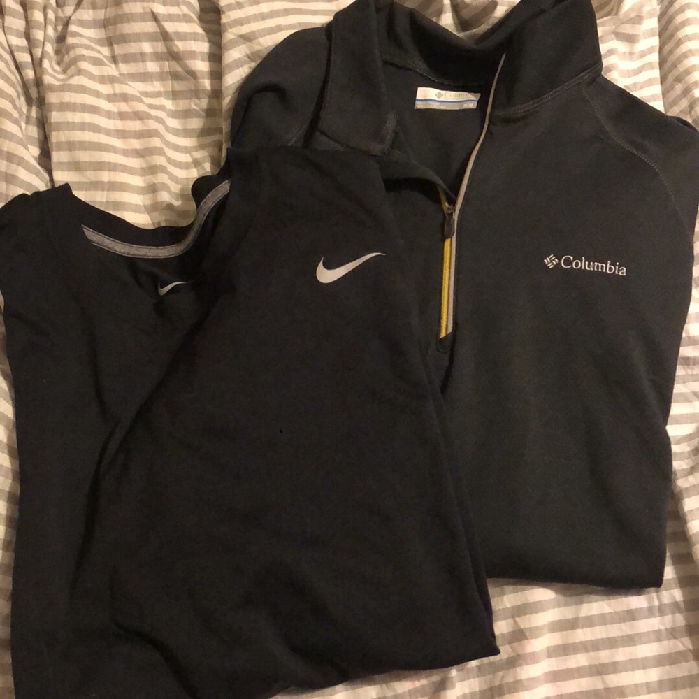 Men’s Columbia zip up and Nike t shirt